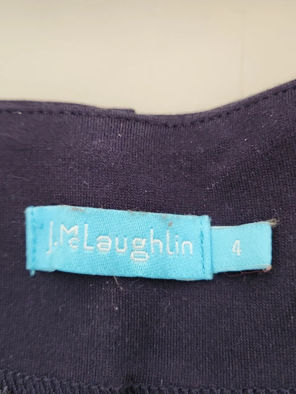 J.McLaughlin Navy Blue Wide / Straight Leg Pants Side Zip Ponte Knit 4 30x29 - Picture 8 of 10